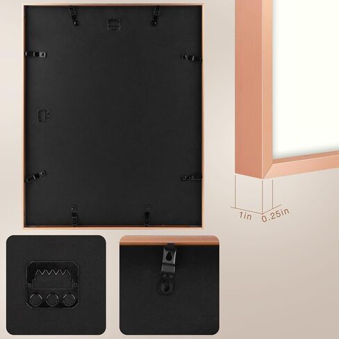 Space Art Deco, 11x14 Picture Frame Set of 3, Display Pictures 8x10 with Mat or 11x14 Without Mat, Wall Mounting Gallery Photo Frames, Gold in Kuwait