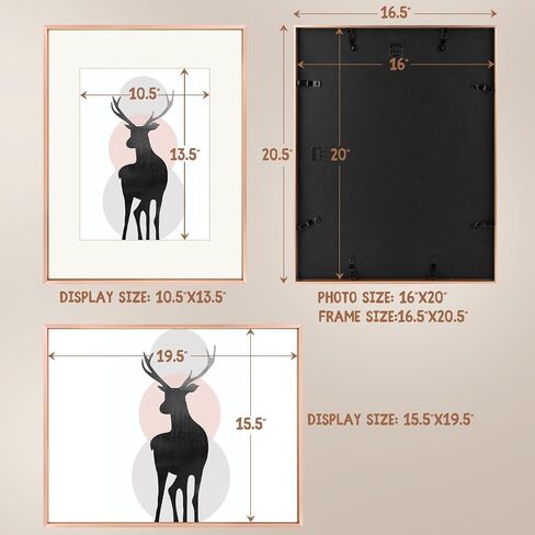 Space Art Deco, 11x14 Picture Frame Set of 3, Display Pictures 8x10 with Mat or 11x14 Without Mat, Wall Mounting Gallery Photo Frames, Gold in Kuwait