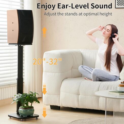 Bookshelf Speaker Stands Pair, Surround Sound Speaker Stand for Large Speakers, Adjustable Speaker Stand Extend 20'' to32'', Rear Speaker Stands Weight Up to 25lbs,1Pair. in Saudi Arabia