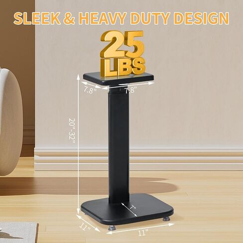 Bookshelf Speaker Stands Pair, Surround Sound Speaker Stand for Large Speakers, Adjustable Speaker Stand Extend 20'' to32'', Rear Speaker Stands Weight Up to 25lbs,1Pair. in Saudi Arabia