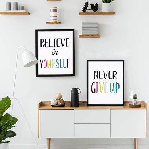 12 Pieces Inspirational Print Wall Poster Motivational Quote Watercolor Words Posters Aesthetic Poster Unframed Canvas Saying Painting Posters for Kids Room Modern Decoration (Black, 8 x 10 Inches) in Saudi Arabia