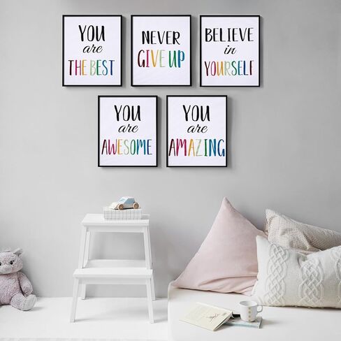 12 Pieces Inspirational Print Wall Poster Motivational Quote Watercolor Words Posters Aesthetic Poster Unframed Canvas Saying Painting Posters for Kids Room Modern Decoration (Black, 8 x 10 Inches) in Saudi Arabia
