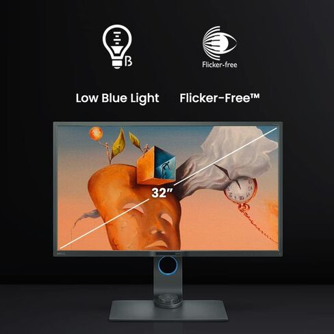 شاشة BenQ PD3200Q ذات التصميم الدقيق بالألوان مقاس 32 بوصة QHD 1440p | 100% Rec.709 & sRGB | Delta E≤3 | تقرير المعايرة | Pantone | AQCOLOR | HotKey Puck | مريح | مكبرات الصوت | DisplayPort | HDMI in Saudi Arabia