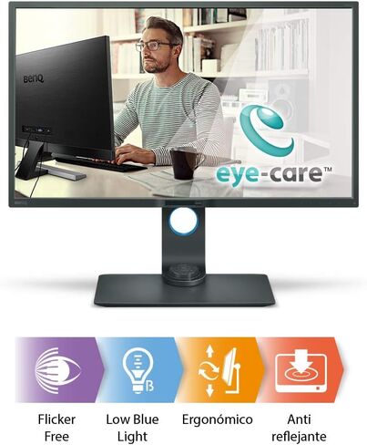 شاشة BenQ PD3200Q ذات التصميم الدقيق بالألوان مقاس 32 بوصة QHD 1440p | 100% Rec.709 & sRGB | Delta E≤3 | تقرير المعايرة | Pantone | AQCOLOR | HotKey Puck | مريح | مكبرات الصوت | DisplayPort | HDMI in Saudi Arabia