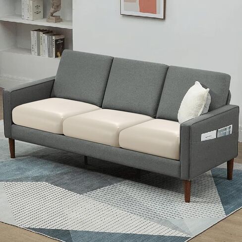 YISUN PU Leather Couch Cushion Sofa Cover, Waterproof Stretch Couch Cushion Slipcovers, Faux Leather Sofa Slipcovers Loveseat Couch Cushion Replacement Chair/Furniture Protector, 3 Pcs (Brown) in Kuwait