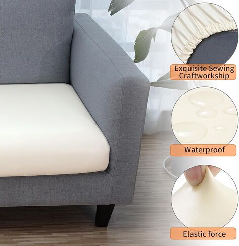 YISUN PU Leather Couch Cushion Sofa Cover, Waterproof Stretch Couch Cushion Slipcovers, Faux Leather Sofa Slipcovers Loveseat Couch Cushion Replacement Chair/Furniture Protector, 3 Pcs (Brown) in Kuwait