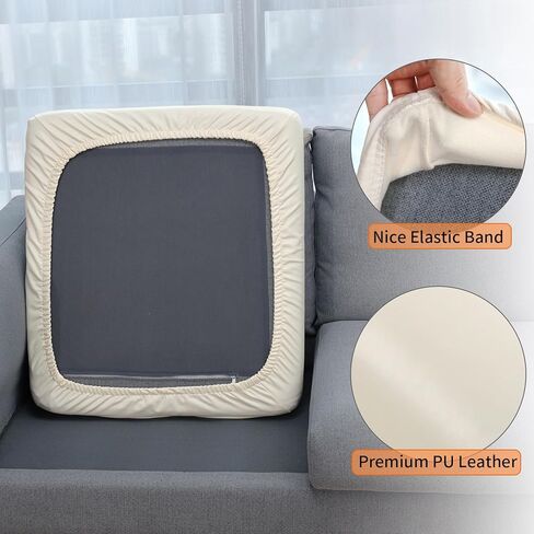 YISUN PU Leather Couch Cushion Sofa Cover, Waterproof Stretch Couch Cushion Slipcovers, Faux Leather Sofa Slipcovers Loveseat Couch Cushion Replacement Chair/Furniture Protector, 3 Pcs (Brown) in Kuwait