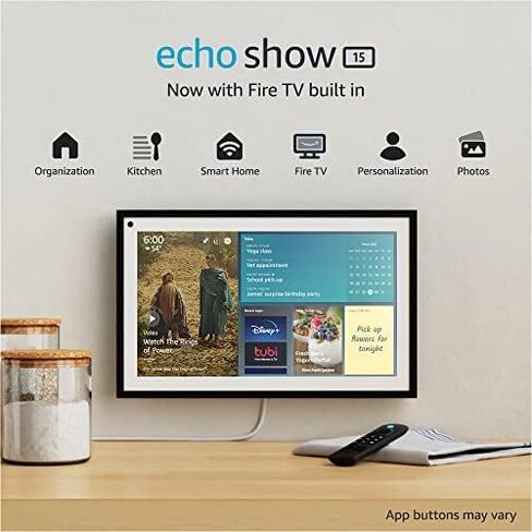 أمازون إيكو شو 15 | شاشة ذكية عالية الدقة مقاس 15.6 بوصة مزودة بتلفزيون Alexa وFire مدمج | جهاز تحكم عن بعد متضمن in Saudi Arabia