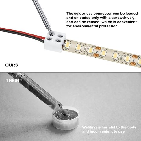 25 حزمة موصل ضوء شريط LED بدون لحام 2 دبوس موصل كتلة طرفية برغي أسفل شريط موصل شريط LED إلى سلك لمصابيح شريط LED ملونة واحدة 5 فولت 12 فولت 24 فولت (أبيض، 8 مم) in Kuwait
