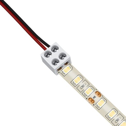 25 حزمة موصل ضوء شريط LED بدون لحام 2 دبوس موصل كتلة طرفية برغي أسفل شريط موصل شريط LED إلى سلك لمصابيح شريط LED ملونة واحدة 5 فولت 12 فولت 24 فولت (أبيض، 8 مم) in Kuwait