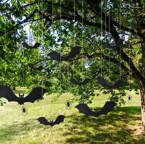 12 قطعة من خفافيش الهالوين، خفافيش مصاصة الدماء المطاطية، خفاش معلق لحفلات الهالوين، يوم كذبة أبريل، ديكور المنزل المسكون in Kuwait