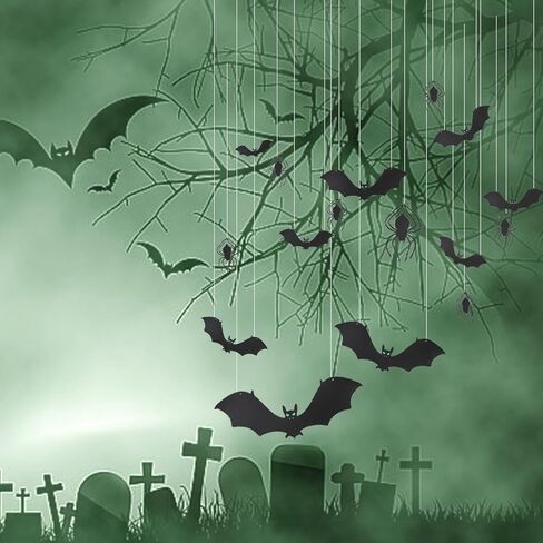 12 قطعة من خفافيش الهالوين، خفافيش مصاصة الدماء المطاطية، خفاش معلق لحفلات الهالوين، يوم كذبة أبريل، ديكور المنزل المسكون in Kuwait