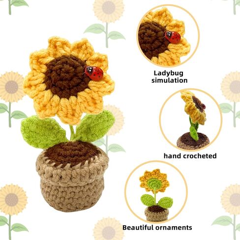 هدية إيجابية للبطاطس وعباد الشمس، هدايا إيجابية للنساء، هدايا لها، دعم عاطفي لبطاطس كروشيه بوعاء عباد الشمس، هدايا عيد ميلاد مضحكة لأفضل صديق in Kuwait