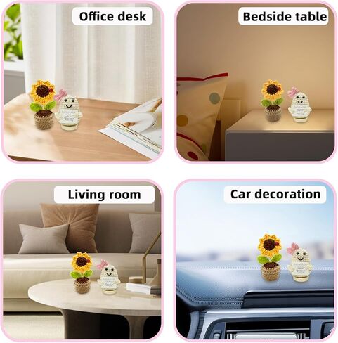 هدية إيجابية للبطاطس وعباد الشمس، هدايا إيجابية للنساء، هدايا لها، دعم عاطفي لبطاطس كروشيه بوعاء عباد الشمس، هدايا عيد ميلاد مضحكة لأفضل صديق in Kuwait