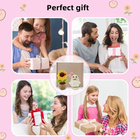 هدية إيجابية للبطاطس وعباد الشمس، هدايا إيجابية للنساء، هدايا لها، دعم عاطفي لبطاطس كروشيه بوعاء عباد الشمس، هدايا عيد ميلاد مضحكة لأفضل صديق in Kuwait