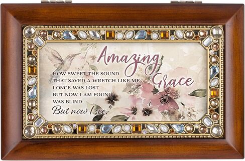 Cottage Garden Amazing Grace Woodgrain Petite Jeweled Music Box Plays Tune Amazing Grace in Saudi Arabia