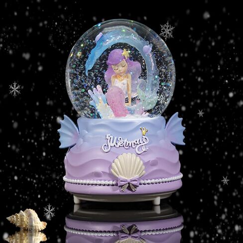 كرات الثلج للأطفال، كرات الثلج على شكل حورية البحر 100 مم للفتيات، كرات الثلج لعيد الميلاد مع الموسيقى والأضواء الملونة ورقاقات الثلج التلقائية، هدايا للفتيات، عيد الميلاد ومهرجان عيد الميلاد in Kuwait