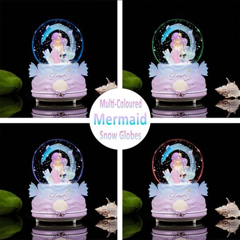 كرات الثلج للأطفال، كرات الثلج على شكل حورية البحر 100 مم للفتيات، كرات الثلج لعيد الميلاد مع الموسيقى والأضواء الملونة ورقاقات الثلج التلقائية، هدايا للفتيات، عيد الميلاد ومهرجان عيد الميلاد in Kuwait