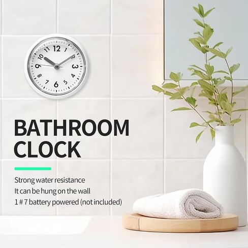 Waterproof Bathroom Mini Shower Clock with Large Suction Cup with Easy Reading Clock Face for Bathroom Pool Supplies Silent, Water Proof for Shower Washroom Kitche in Saudi Arabia