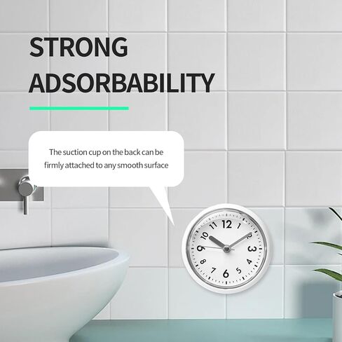 Waterproof Bathroom Mini Shower Clock with Large Suction Cup with Easy Reading Clock Face for Bathroom Pool Supplies Silent, Water Proof for Shower Washroom Kitche in Saudi Arabia