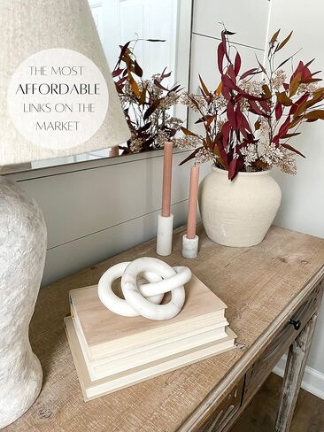 Glimpse & Hollow Marble Chain Link Decor - Book Shelf Decor Accents, Marble Decor, Small Bookshelf Decorative Objects, White Room Decor | Neutral Home Decor, Mid Century Modern Decor | 8" in Saudi Arabia