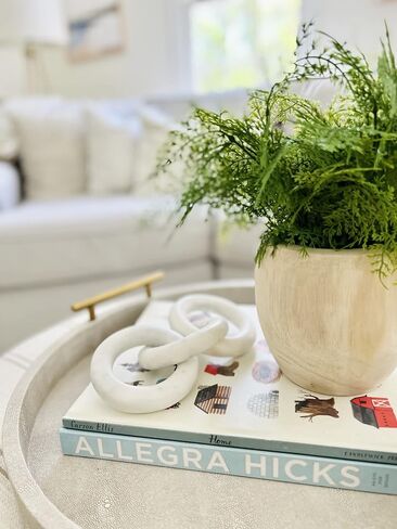 Glimpse & Hollow Marble Chain Link Decor - Book Shelf Decor Accents, Marble Decor, Small Bookshelf Decorative Objects, White Room Decor | Neutral Home Decor, Mid Century Modern Decor | 8" in Saudi Arabia