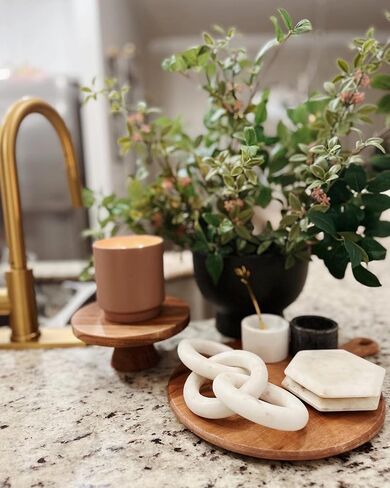 Glimpse & Hollow Marble Chain Link Decor - Book Shelf Decor Accents, Marble Decor, Small Bookshelf Decorative Objects, White Room Decor | Neutral Home Decor, Mid Century Modern Decor | 8" in Saudi Arabia