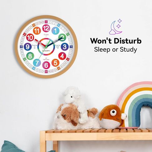 Learning Clock for Kids Telling Time Easily Teaching Clock Silent Non Ticking Battery Operated Colorful Teaching Time Clock Decorative for Kids Room Classroom School Playroom (8 Inch) in Saudi Arabia