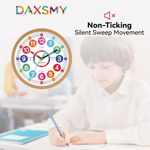 Learning Clock for Kids Telling Time Easily Teaching Clock Silent Non Ticking Battery Operated Colorful Teaching Time Clock Decorative for Kids Room Classroom School Playroom (8 Inch) in Saudi Arabia