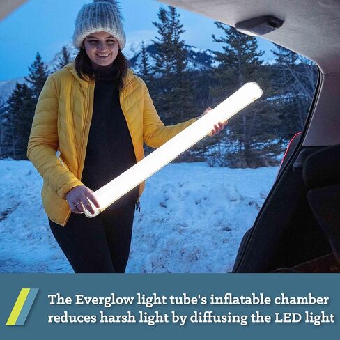 أنبوب إضاءة LED من Klymit Everglow، فانوس تخييم قابل للنفخ مع ضوء USB فائق السطوع وقابل للتعتيم مع حلقة تسلق ومرفق مغناطيسي in Kuwait