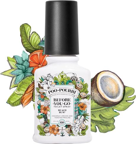 Poo-Pourri Before-You-Go Toilet Spray, Beach Bum, 1 Fl Oz Pocket Travel Size - Coconut, Orchid and Toasted Praline in Saudi Arabia