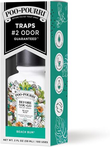 Poo-Pourri Before-You-Go Toilet Spray, Beach Bum, 1 Fl Oz Pocket Travel Size - Coconut, Orchid and Toasted Praline in Saudi Arabia