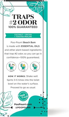 Poo-Pourri Before-You-Go Toilet Spray, Beach Bum, 1 Fl Oz Pocket Travel Size - Coconut, Orchid and Toasted Praline in Saudi Arabia