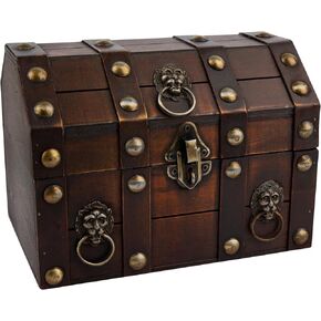 RP Remarkable Power, Large Treasure Chest Wooden Treasure Box Vintage Jewelry Box Large Trinket Storage Chest Box with Lock and Lids in Kuwait
