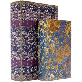 Decorative Book Boxes Set,Magnetic Lock Faux Wooden Storage Box Set of 2 Bohemian Ethnic Style Fabric Cover,Hidden Storage Secret Keepsake,Jewelry Trinket,Cash,Little Things-2P03