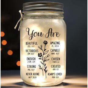 Macorner Mason Jar Light Night Mothers Day Gifts - Christian Inspiration Religious Gifts For Women - Christmas Birthday Gifts for Mom, Her, Grandma, Sister, Friend, Coworker Women - 10LEDs Home Décor