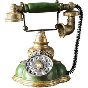 Retro Landline Telephones Corded Antique Telephone Cafe Bar Window Decor Old Fashion Landline Phones Telephone Figurine Antique Phone Corded Desk Phone Tool to Rotate Desktop Resin