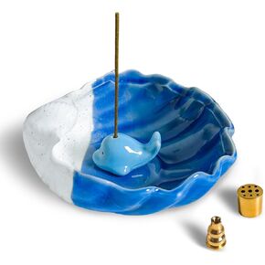Incense Holder for Sticks Handcrafted Ceramic Seashell Incense Burner Holder Ash Catcher Tray for Yoga Meditation Room Decor