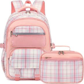 Octsky Backpacks for Girls School Backpack Lightweight Elementary Kids Bookbag Set with Lunch Box, Pink