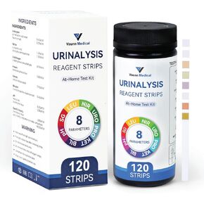 Vaunn Medical 8-in-1 Urine Test Strips and Urinalysis for UTI, Nitrites, Leuckcytes, Ketosis, pH, Protein, 120 CT
