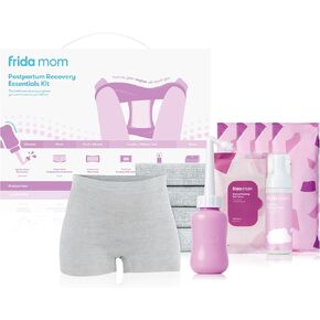 Frida Mom Postpartum Recovery Essentials Kit, Includes Disposable Underwear, Instant Ice Maxi Pads, Perineal Healing Foam, Perineal Healing Pad Liners and Upside Down Peri Bottle (11pc Gift Set)