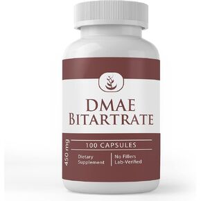 مكونات أصلية نقية DMAE Bitartrate، (100 كبسولة) نقية دائمًا، بدون إضافات أو مواد مالئة، تم التحقق منها معمليًا in Kuwait