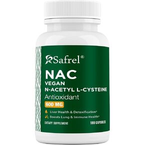كبسولات Safrel N-Acetyl-L-Cysteine ​​(NAC)، 600 مجم، 180 قطعة، الجهاز التنفسي، المناعي، صحة الكبد، دعم قوي لمضادات الأكسدة، الجذور الحرة، سهل الامتصاص، غير معدل وراثيًا، خالي من الغلوتين in Kuwait
