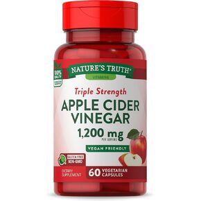 Nature's Truth Apple Cider Vinegar Vegan Capsules | 1200mg | 60 Veggie Pills | Extra Strength | Vegan, Non-GMO and Gluten Free Supplement
