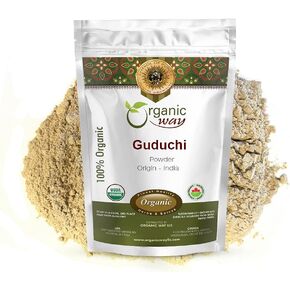 Organic Way Premium Grade Guduchi Powder (Tinospora cordifolia) - Organic & Kosher Certified | Raw, Vegan, Non GMO & Gluten Free | USDA Certified | Origin - India (1LBS / 16Oz)