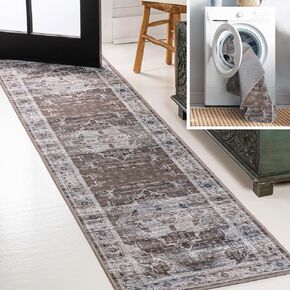 JONATHAN Y WSH102A-4 Didim Boho Gray Medallion Machine Washable Indoor Bohemian Transitional Area Rug,High Traffic,Kitchen,Living Room,Backyard,Non Shedding,4 X 6,Gray/Purple