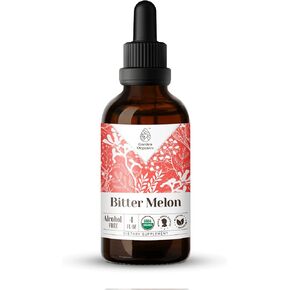 Bitter Melon USDA Organic | Alcohol-Free Extract, Tincture, Organic Herbal Drops | Supplement Made from 100% Certified Organic Natural Bitter Melon (Momordica Charantia) Dried Fruit 4 fl oz