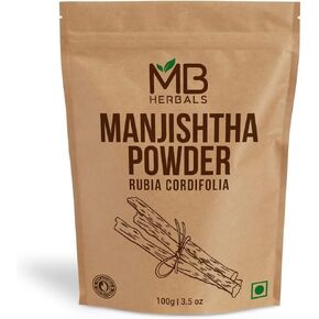 MB Herbals Manjishtha Powder 100g | Rubia cordifolia Root Powder | Indian Madder Root Powder