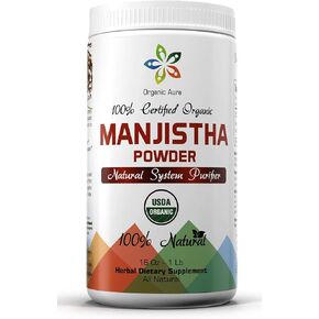 Premium Pure Manjistha Powder 16Oz -1Lb. USDA Certified. 100% All Natural, Fresh and Pure. No GMO. Gluten Free.