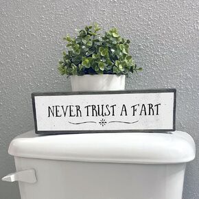 BERANT Stand Closer, It's Shorter Than You Think - Wood Signs - Fun Bathroom Decor - Rustic Wall Art - Home Decor Clearance Wood Signs For Crafts With Sayings 4x16 In